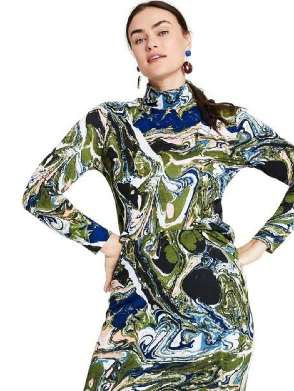 Rachel Comey x Target Green Marble Print Long Sleeve Turtleneck Shirt Size XS - Picture 2 of 5